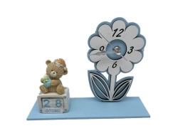 Bomboniera Prima Comunione Mariella Martini orologio fiore azzurro orsetto