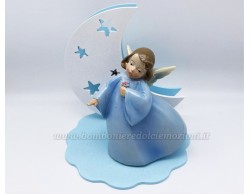 Bomboniera Prima Comunione Mariella Martini angioletto con luna led azzurro grande