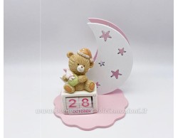 Bomboniera Prima Comunione Mariella Martini orsetto luna rosa con led e data