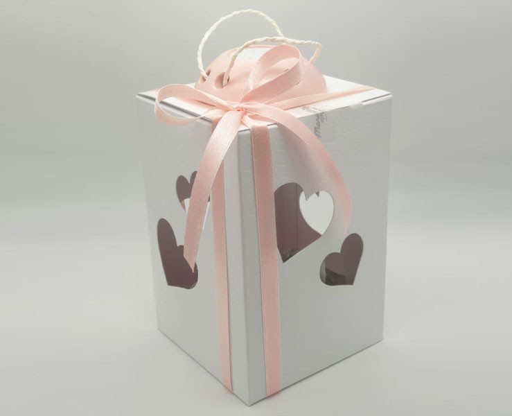 Bomboniera Prima Comunione Mariella Martini orsetto luna rosa con led e data su Bomboniere Dolci Emozioni