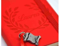 Bomboniera Laurea Tabor agendina blocco note appunti con ciondolo pergamena su Bomboniere Dolci Emozioni