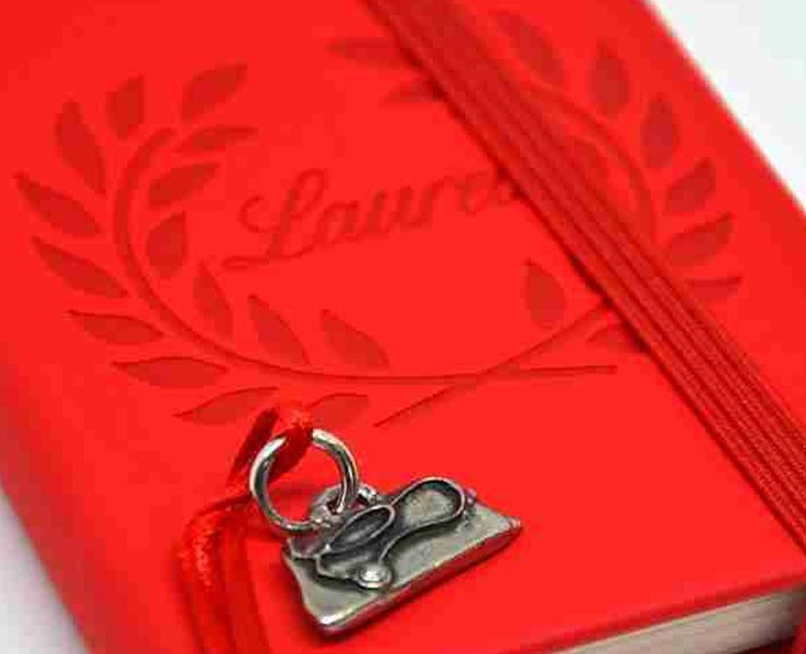 Bomboniera Laurea Tabor agendina blocco note appunti con ciondolo borsa dottore su Bomboniere Dolci Emozioni