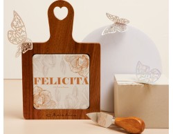 Bomboniera Matrimonio Claraluna Tagliere Felicità  con Coltellino