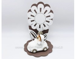 Bomboniera Matrimonio Mariella Martini fiore con sposi e macchina led