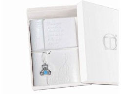 Bomboniera Battesimo Tabor agendina blocco note con ciondolo orso celeste