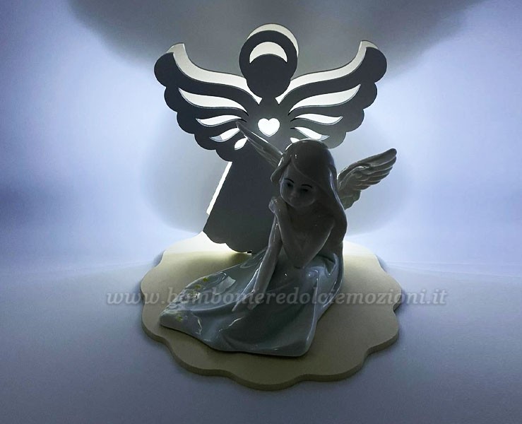 Bomboniera Prima Comunione Mariella Martini angioletto bambina con led su Bomboniere Dolci Emozioni