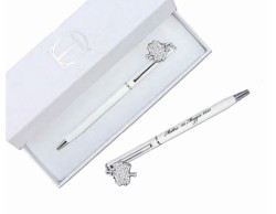 Bomboniere Tabor penna bianca personalizzata con ciondolo albero della vita smaltato