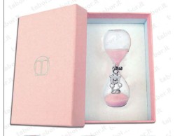 Bomboniera Battesimo Tabor clessidra rosa con ciondolo orso