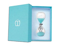 Bomboniera Battesimo Tabor clessidra celeste con ciondolo angelo