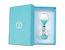 Bomboniera Battesimo Tabor clessidra celeste con ciondolo orso