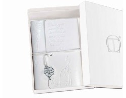 Bomboniera prima comunione Tabor agendina blocco note con ciondolo quadrifoglio