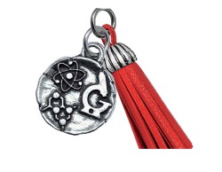 Bomboniera Laurea Chimica ciondolo chimica nappa rossa in bagno argento con sacchetto opzionale