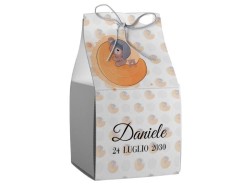 Scatolina porta confetti personalizzata quadrata con orsi che riposano