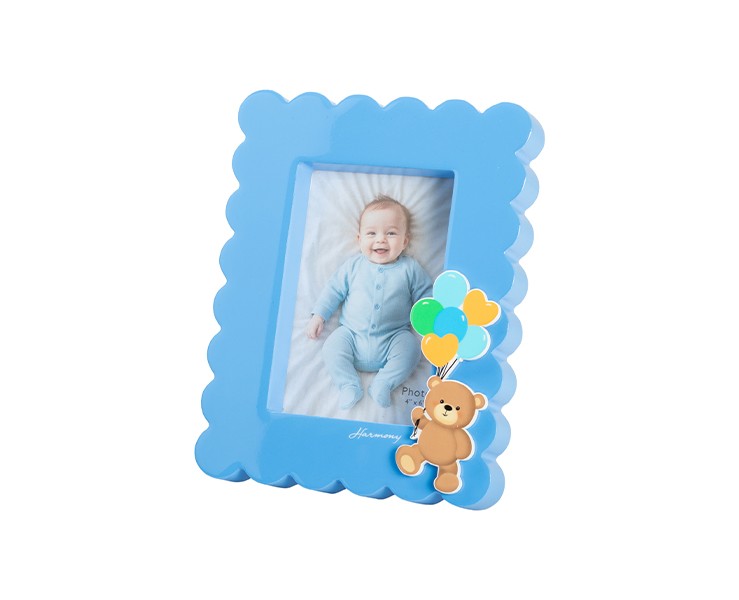 Bomboniera Harmony PORTA FOTO LEGNO SPESSORATO BOY CON ORSETTO CON BOX E FAZZOLETTO su Bomboniere Dolci Emozioni