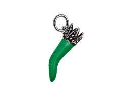 Ciondolo Corno corona smaltato verde