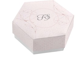 Scatolina porta confetti personalizzata esagonale decoro floreale contorno stilizzato