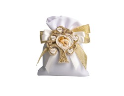 sacchetto con MAGNETE ALBERO DELLA VITA CON SACRA FAMIGLIA CON GLITTER IN GOLD
