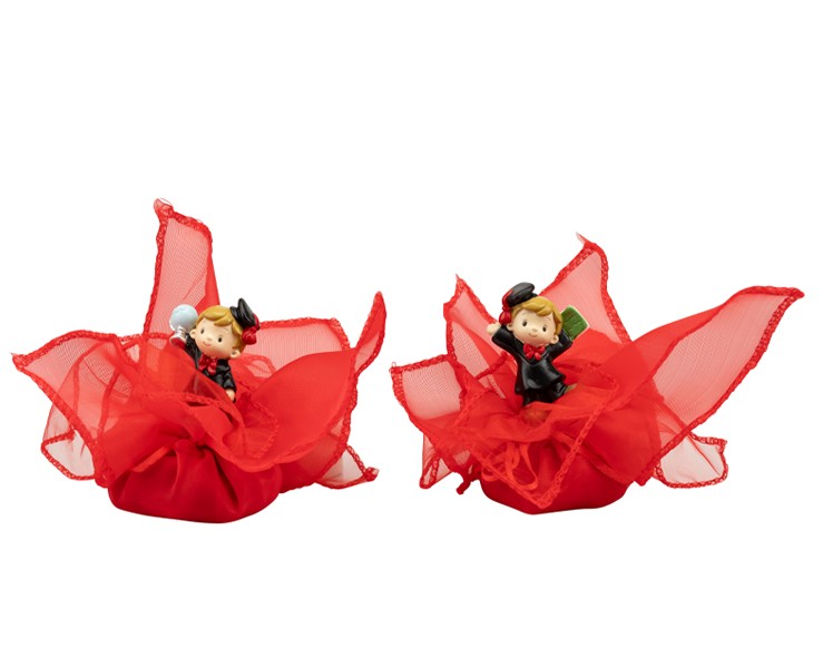 Sacchetto harmony 2024 BIMBO LAUREA 3D RESINA 3 ASS. CON FAZZOLETTO su Bomboniere Dolci Emozioni