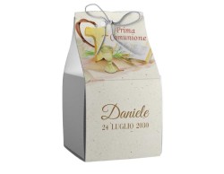 Scatolina porta confetti personalizzata quadrata decoro calice croce bibbia