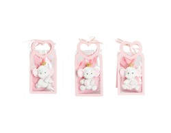 Harmony BUSTINA PU ROSA CON MANICO CUORE CON MAGNETE ELEFANTE 3 VARIANTI ASSORTITE CON SACCHETTO ROSA