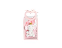 Harmony BUSTINA PU ROSA CON MANICO CUORE CON MAGNETE ELEFANTE 3 VARIANTI ASSORTITE CON SACCHETTO ROSA su Bomboniere Dolci Emozioni