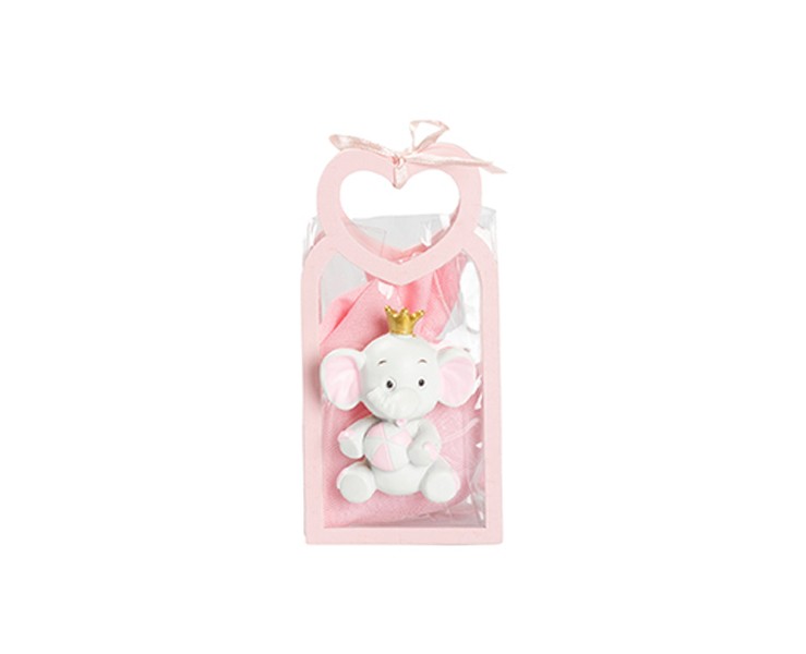 Harmony BUSTINA PU ROSA CON MANICO CUORE CON MAGNETE ELEFANTE 3 VARIANTI ASSORTITE CON SACCHETTO ROSA su Bomboniere Dolci Emozioni