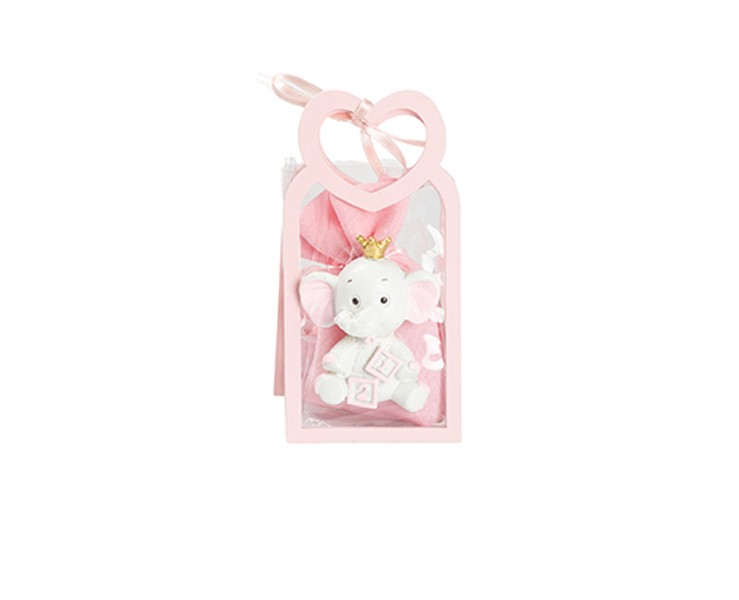 Harmony BUSTINA PU ROSA CON MANICO CUORE CON MAGNETE ELEFANTE 3 VARIANTI ASSORTITE CON SACCHETTO ROSA su Bomboniere Dolci Emozioni