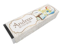 Scatolina porta confetti personalizzata rettangolare decoro bibbia pastorale calice