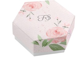 Scatolina porta confetti personalizzata esagonale fantasia floreale rosa
