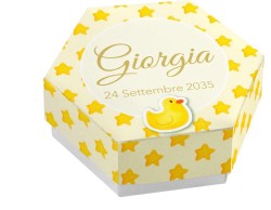 Scatolina porta confetti personalizzata esagonale stelle e paperella
