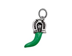 Ciondolo Corno ferro di cavallo smaltato verde