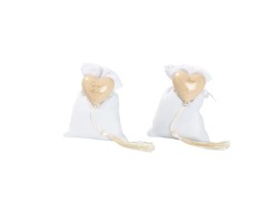 Harmony COMUNIONE MAGNETE CUORE TORTORA CON TASSEL CON 2 FRASI ASSORTITE CON SACCHETTO