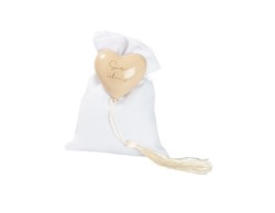 Harmony COMUNIONE MAGNETE CUORE TORTORA CON TASSEL CON 2 FRASI ASSORTITE CON SACCHETTO su Bomboniere Dolci Emozioni