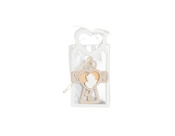 Harmony BUSTINA PU BIANCA CON MANICO CUORE CON CROCE LEGNO CALICE COMUNIONE CON SACCHETTO