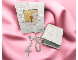 Bomboniera Prima Comunione SET Portafoto - Porta Rosario - Rosario Bimba