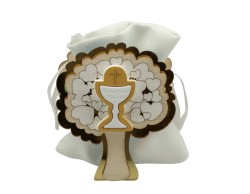 SCATOLINA LEGNO ALBERO CON CALICE PRIMA COMUNIONE GESSETTO