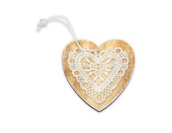 Cuore legno con macramè