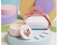 Bomboniera Claraluna Scatolina scatolina rosa cuore rosa con candela