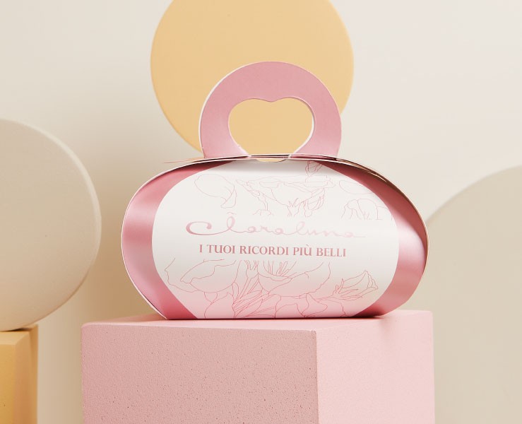 Bomboniera Claraluna Scatolina scatolina rosa cuore rosa con candela su Bomboniere Dolci Emozioni