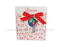 Bomboniera Laurea giornalismo donna - Ciondolo in bagno argento Smaltato con Scatola