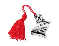 Bomboniera Laurea pergamena con tocco Scienze Ambientali con Nappina Rossa
