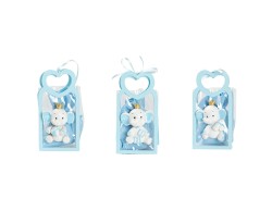 Harmony BUSTINA PU CELESTE CON MANICO CUORE CON MAGNETE ELEFANTE 3 VARIANTI ASSORTITE CON SACCHETTO CELESTE