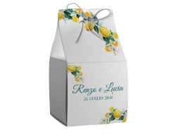 Scatolina porta confetti personalizzata quadrata fantasia limoni