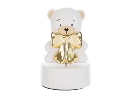 BombonieraCarillon Orsetto in Porcellana Bianco con Fiocco Dorato