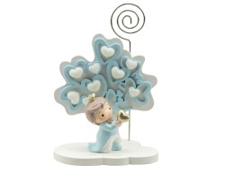Segnaposto Battesimo Harmony 2024 albero della vita cuori celeste piccolo con principe resina 3D con cuore oro assortito in 2