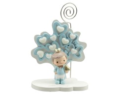Segnaposto Battesimo Harmony 2024 albero della vita cuori celeste piccolo con principe resina 3D con cuore oro assortito in 2 su Bomboniere Dolci Emozioni