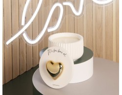 Bomboniera Matrimonio Claraluna scatola con cuore oro più candela grande