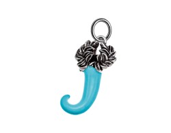 Ciondolo Corno corona alloro celeste