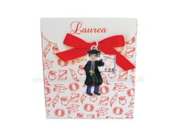 Bomboniera Laurea Economia Ciondolo in bagno argento uomo con scatolina portaconfetti