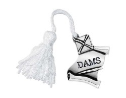 Bomboniera Laurea pergamena con tocco DAMS con Nappina Bianca